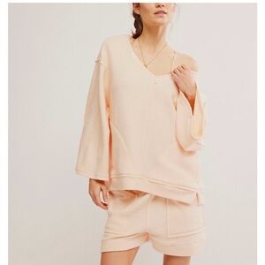 NWT Free People Day Off Peach Fleece Pullover